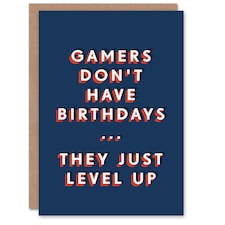 Gamers Just Level Up Fun Bold Simple Modern For Him Birthday Card