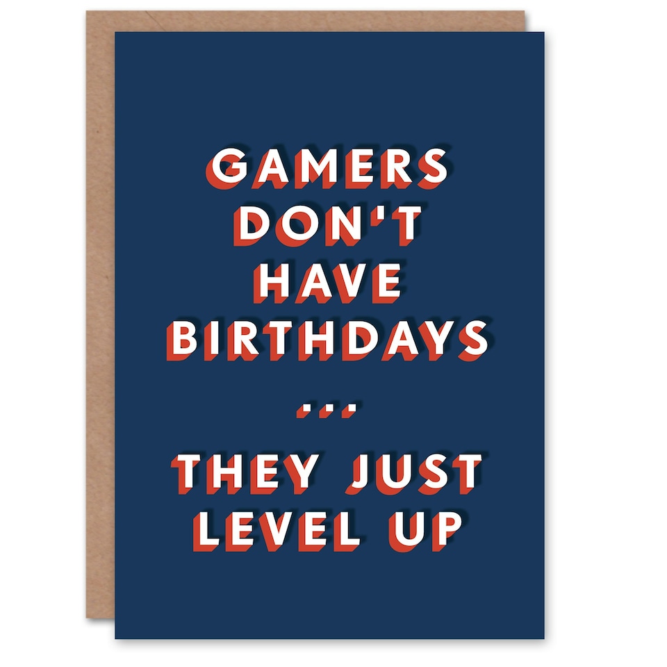 image 1 of Gamers Just Level Up Fun Bold Simple Modern For Him Birthday Card