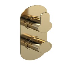 Balterley Consall Contemporary Round Twin 3-Way Thermostatic Shower Valve with Diverter, Brushed Brass
