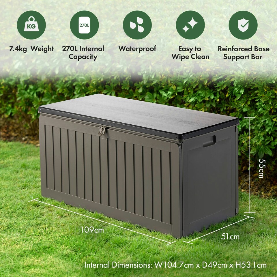 image 1 of VonHaus Garden Storage Box 270L Weatherproof with Lockable Lid