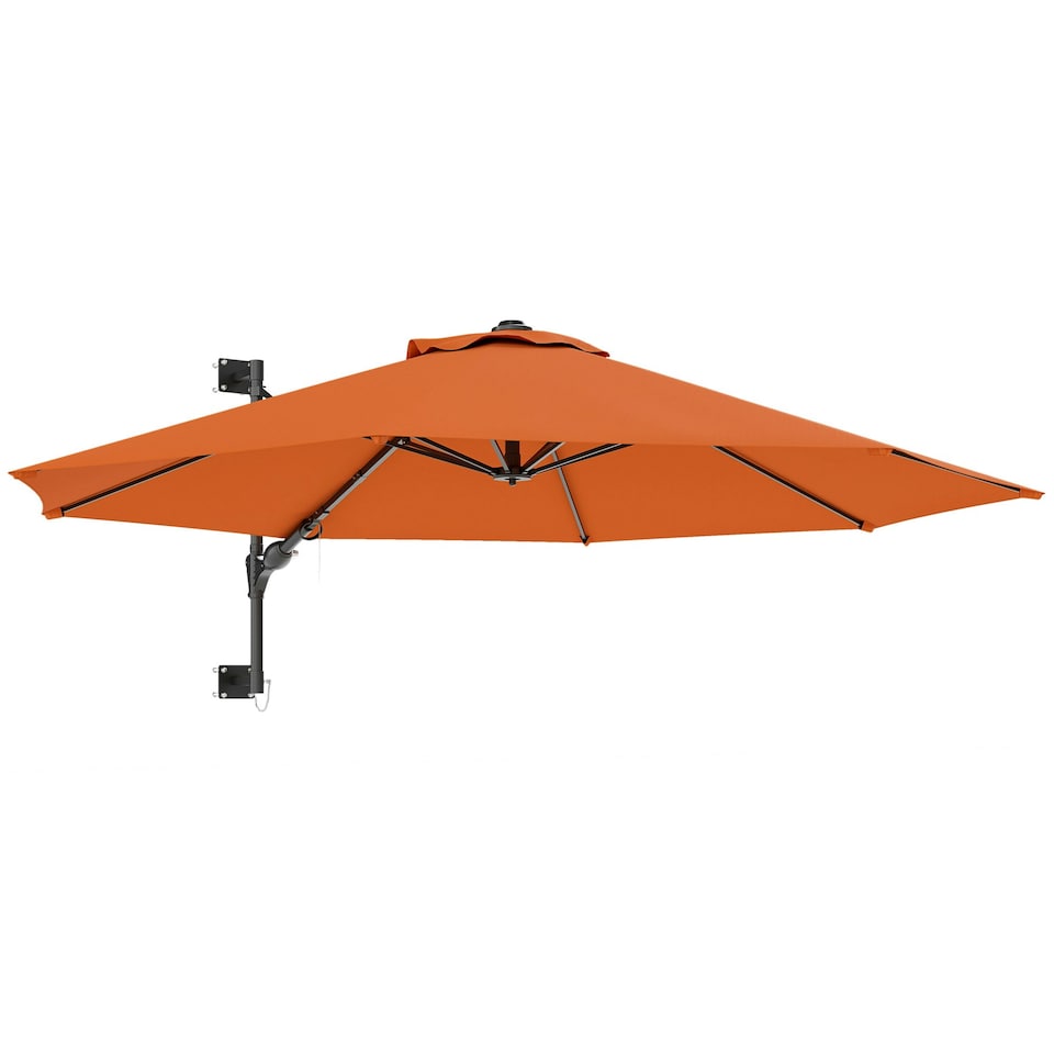image 1 of Outsunny Sun Parasol with Vent, Wall Umbrella for Patio, Garden, Pool Orange | Orange