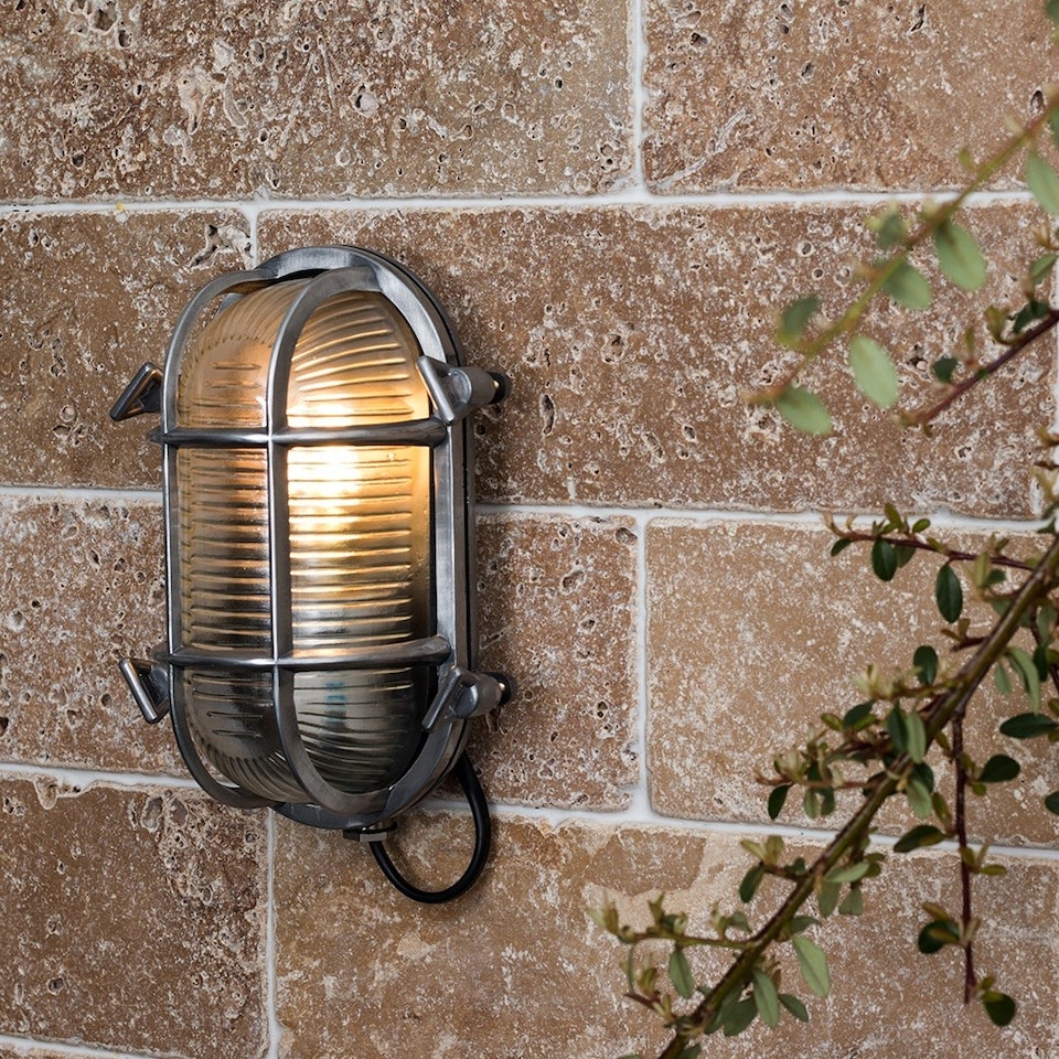 image 1 of ValueLights Bow Nautical Brushed Chrome Bulkhead Light & Bulb | Chrome