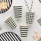 image 2 of Hootyballoo Monochrome Striped and Diamond Paper Cups - Pack of 8