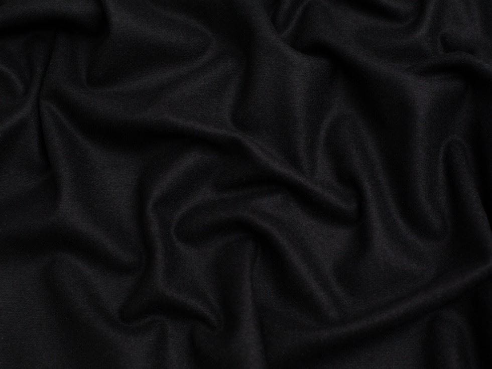 Minerva Core Range Black Melton Wool Blend Coating Fabric for Dressmaking, 152cm / 59" Wide - per metre