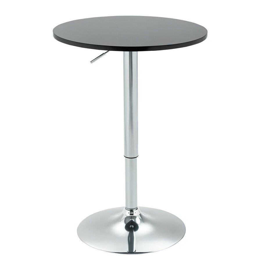 image 1 of HOMCOM Round Height Adjustable Bar Table Counter Pub Desk Metal Base Black