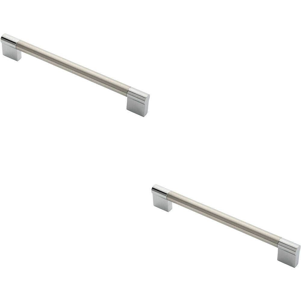 Loops 2x Keyhole Bar Pull Handle 204 x 14mm 192mm Fixing Centres Satin Nickel & Chrome in Metallics