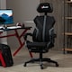 image 2 of Vinsetto Mesh Office Chair Desk Task Computer Recliner with Footrest, Lumbar Back Support, Swivel Wheels, Adjustable Height for Home, Black Grey