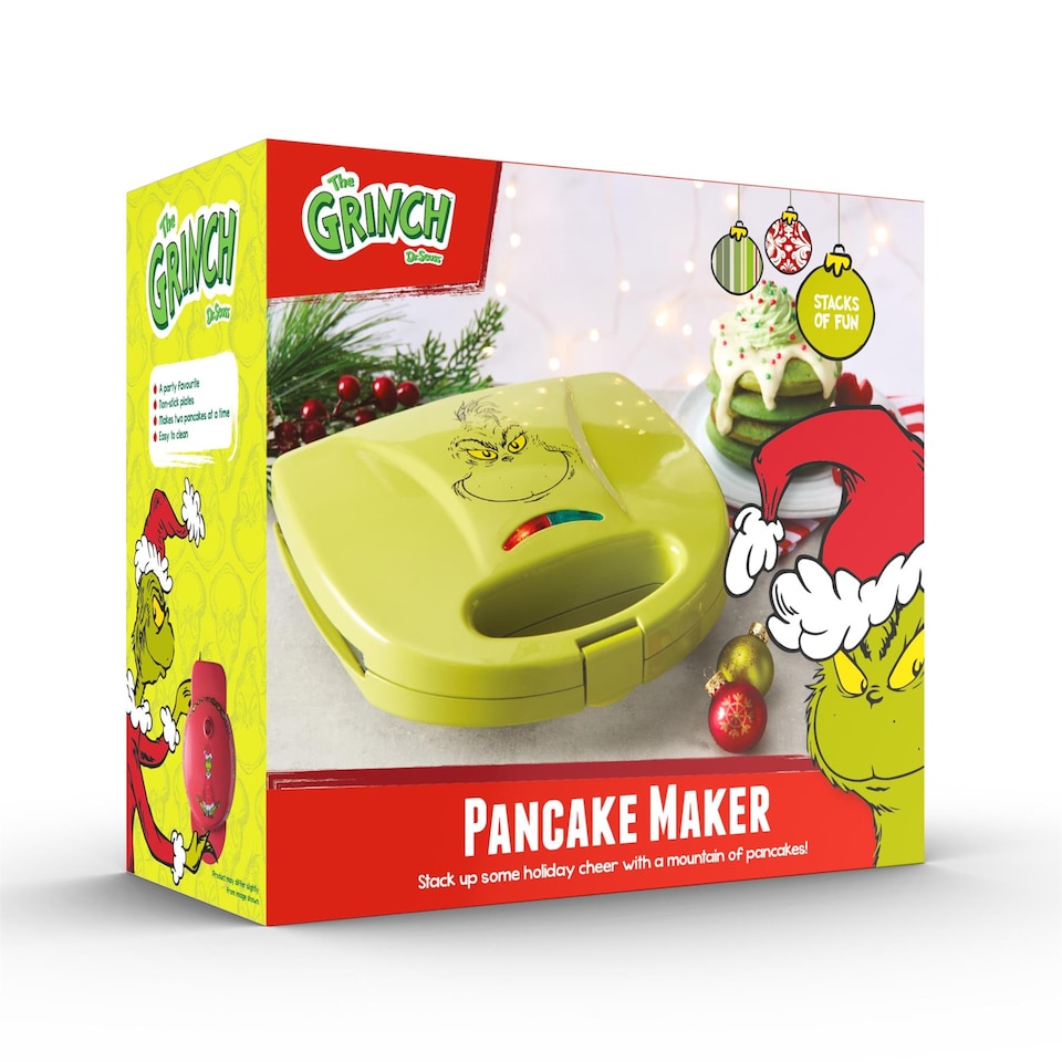 image 1 of The Grinch Pancake Maker Non Stick Deep Round Plates Green 750W