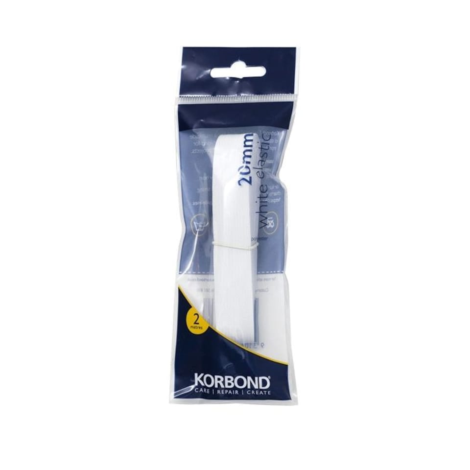 Korbond Elastic White 20mm x 2m - One Colour - One Size