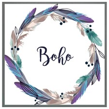 Boho style wreath feathers (Picutre Frame) Grey | XS