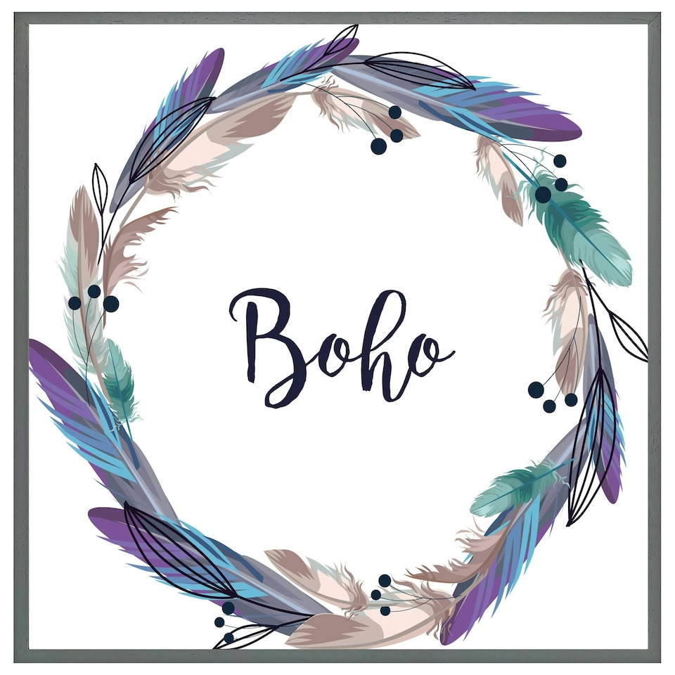 image 1 of Boho style wreath feathers (Picutre Frame) Grey | XS