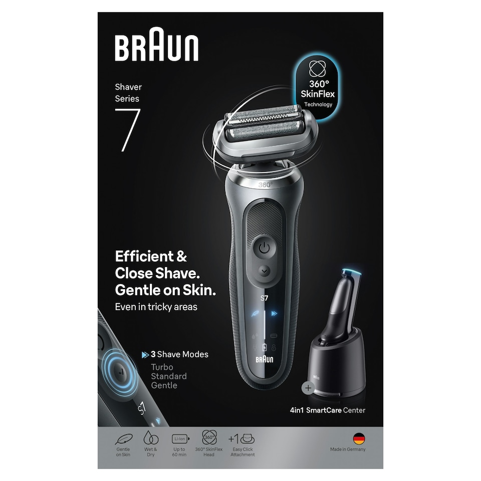 image 1 of Braun Series 7 Electric Shaver, SmartCare Center, +1 Attachment, 72-G7200CC, Grey