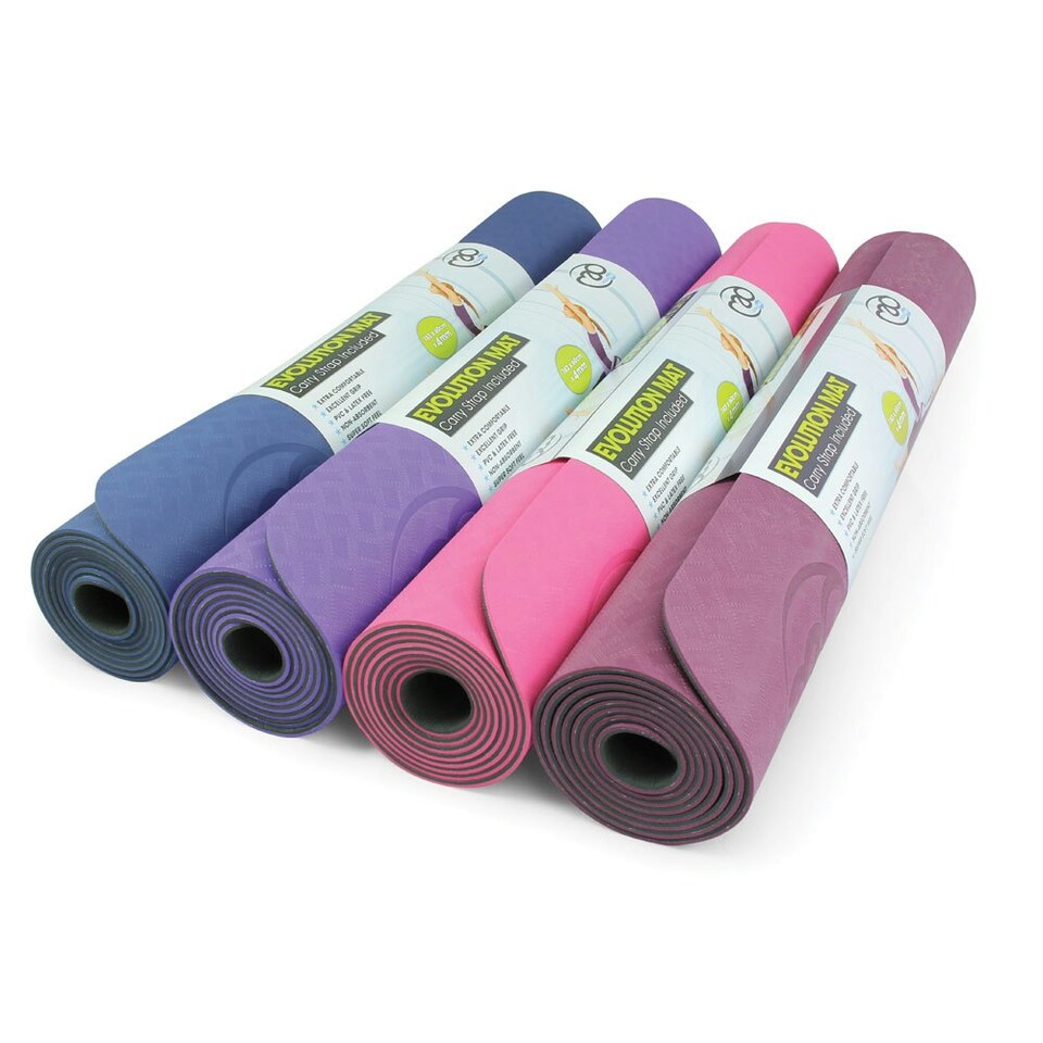 image 1 of Evolution Yoga Mat With Carry String - 4mm Aubergine/Grey