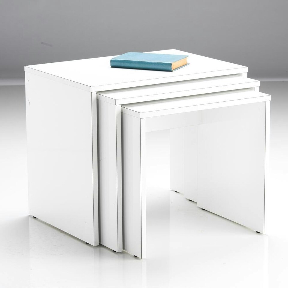 image 1 of Adore Florida Matt White Nest of 3 Tables - Space-Saving Side Tables White