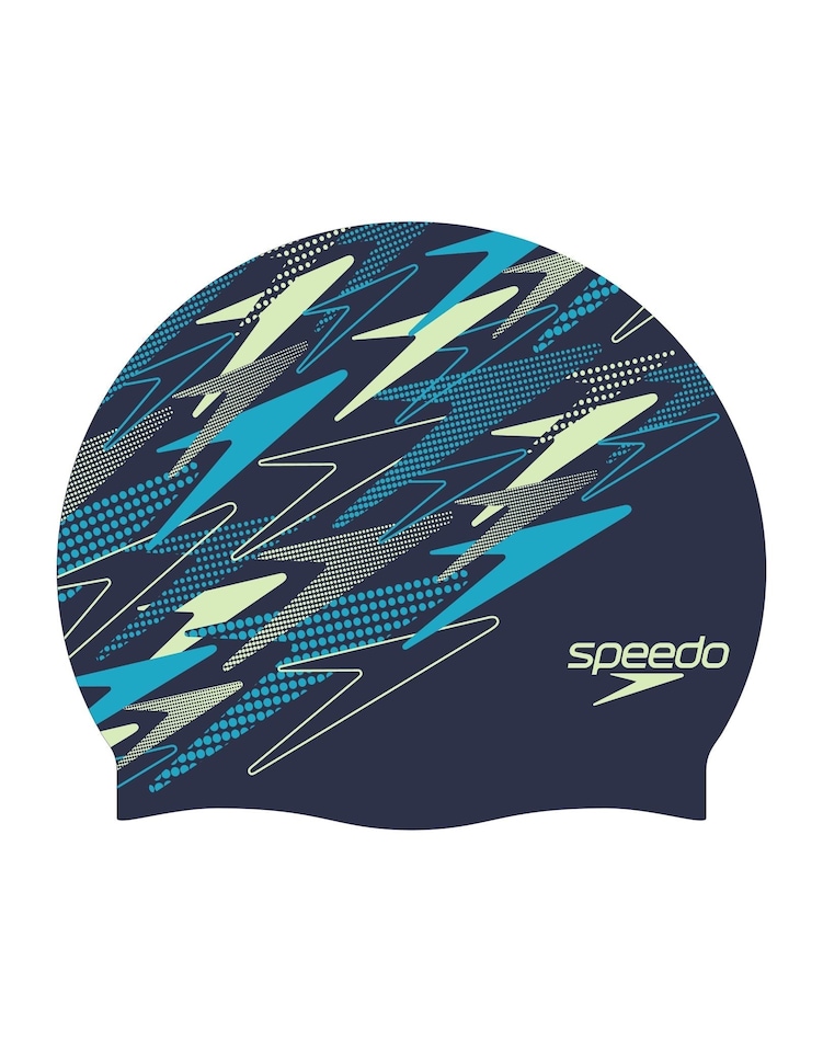 image 1 of Speedo Printed Silicone Swimming Cap - Teal/Blue