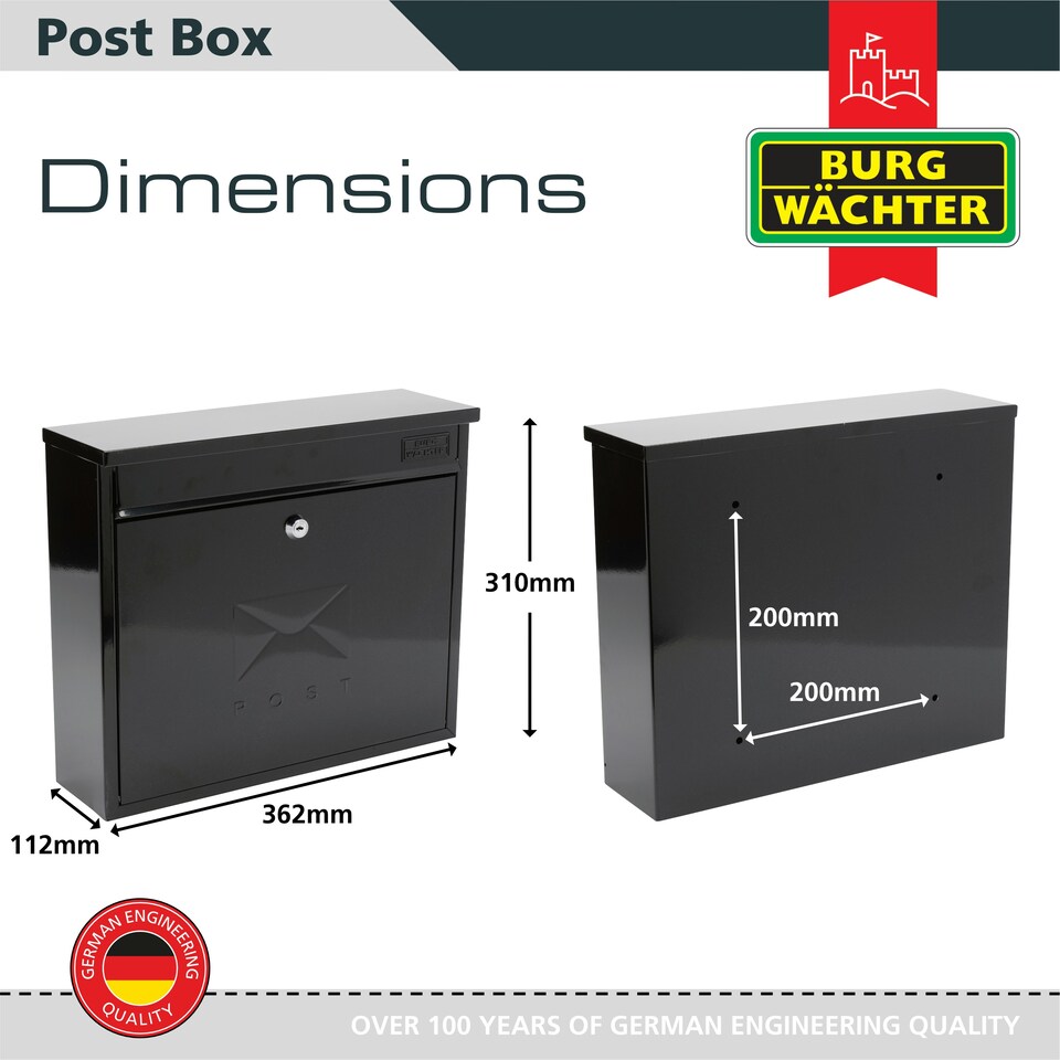 image 1 of Burg-Wachter Elegance Wall Mounted Galvanised Stell Lockable Weatherproof Ppost Box - 36x31x11cm Green | Chartwell Green