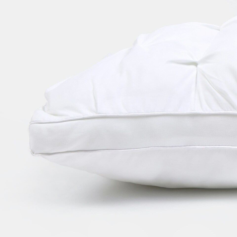 image 1 of OHS Quilted Hotel Cushion Soft Filled Bounce Back Luxury Quality Plump Plush Bed Pillow White | 48 x 74cm