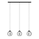 image 9 of Aleksander 3 Light Black & Smoked Glass Pendant Ceiling Light