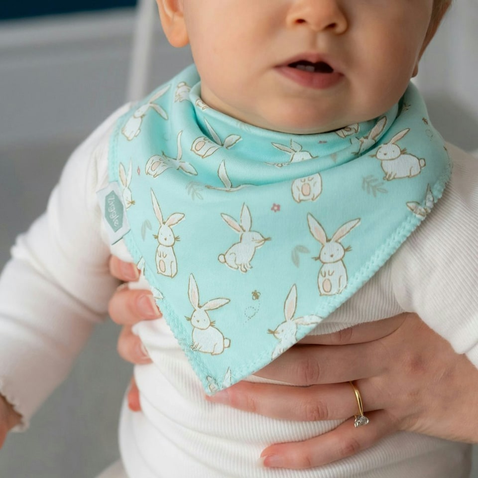 image 1 of Ziggle Baby Dribble Bib Bunnies | Pink | One Size | 1