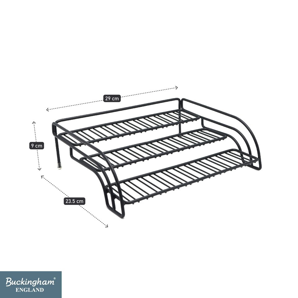 image 1 of Buckingham High End 3 Tier Cupboard Storage Organising Rack 29.5 cm - Black