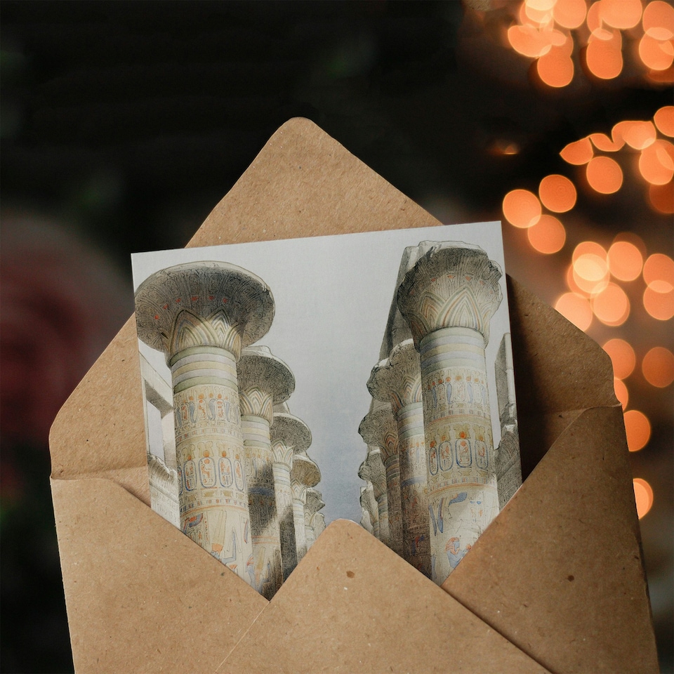 image 1 of David Roberts Art Card Great Hall at Karnak Temple