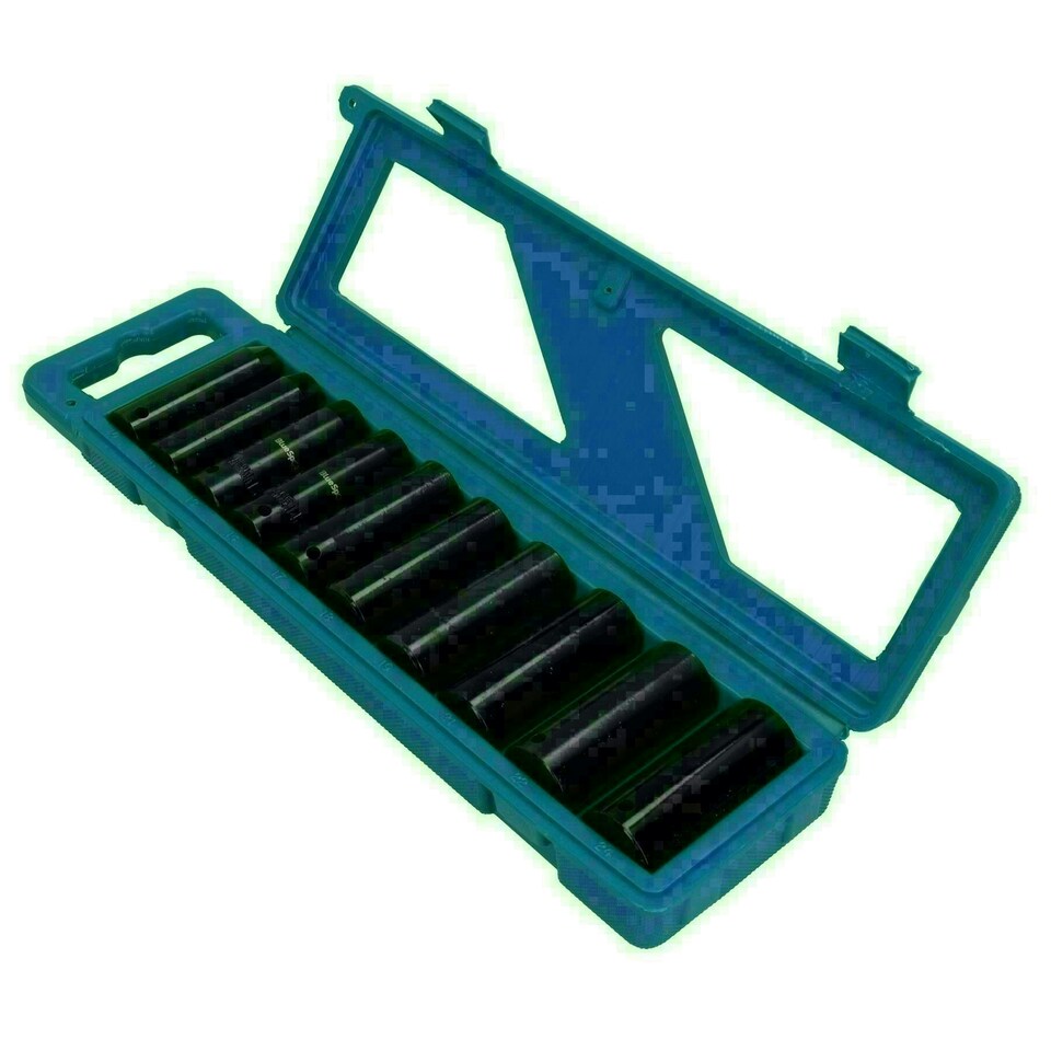 image 1 of 10pc 1/2" Drive Deep Metric 6 Sided Impact Sockets 10mm - 24mm In Case