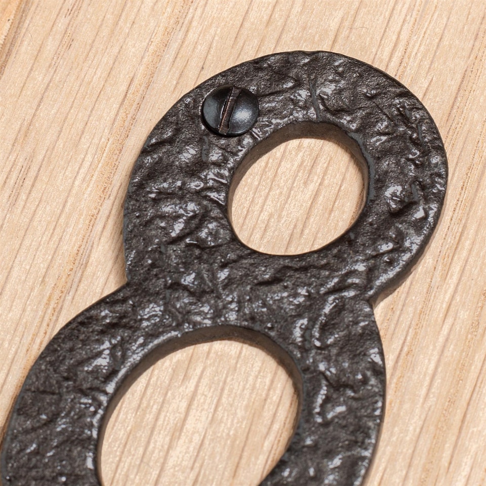 image 1 of Hammer & Tongs Rustic Iron Numeral - Number 8 - H80mm - Black