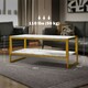 image 3 of HOMCOM Two-Tier Coffee Table with Marble Effect Shelf and Metal Frame White