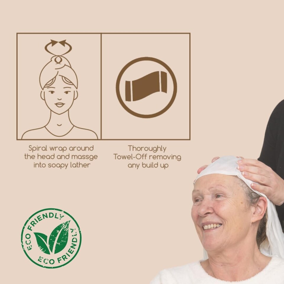 image 1 of Nilaqua No Rinse Shampoo Wrap the World's First Biodegradable Shampoo Cap Biodegradable Bamboo Waterless Hair Wash for Elderly Pleasant Fragrance Fresh Apple & Jasmine + Oatmilk & Honey 2pack