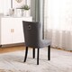 image 5 of Dark Grey Set of Six Studded Velvet Dining Chair with Ring Knocker Detail Grey | Dark Grey