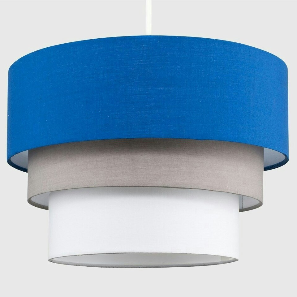 image 1 of ValueLights Aztec 3 Tier Blue Fabric Ceiling Light Shade