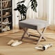 image 2 of HOMCOM Vintage Footstool Padded Seat X Shape Chair Velvet Cover Shabby Grey