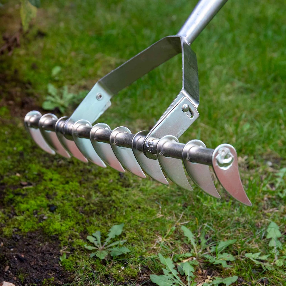 image 1 of Kent & Stowe Stainless Steel Scarifying Rake with Ash Handle and 10 Tines | Multi | 1 x Scarifying Rake