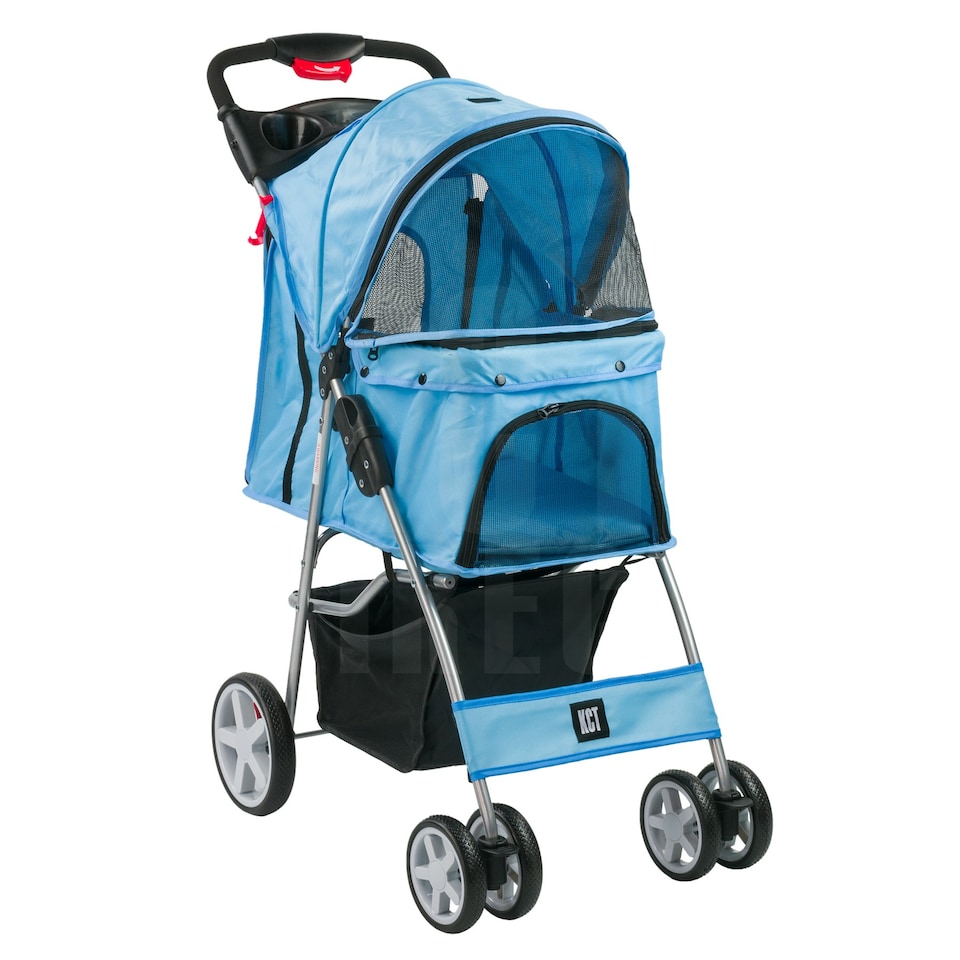 image 1 of KCT Blue Pet Stroller with Rain Cover | Blue | 1