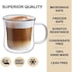 image 8 of Marco Paul Set of 2 Double Walled Glass Mugs 450ml | Clear | 2