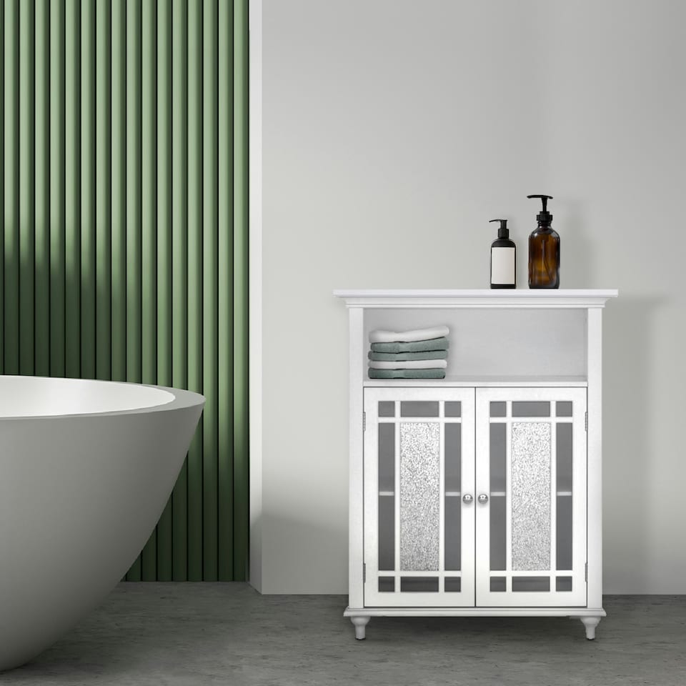 image 1 of Teamson Home Wooden Bathroom Floor Cabinet Doors Windsor White