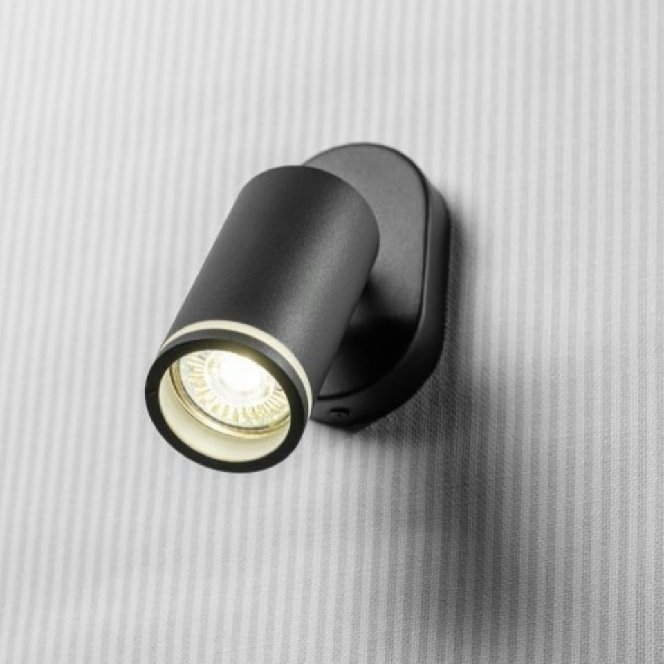 image 1 of CGC SOLIS Black Single GU10 Adjustable Ceiling Spotlight Black