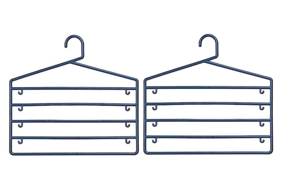 image 1 of Interiors By Premier Set of 2 Indigo Plastic Trouser Hangers, 4-Tier Loop Design Cloth Hanger, Compact Clothes Rack Organiser