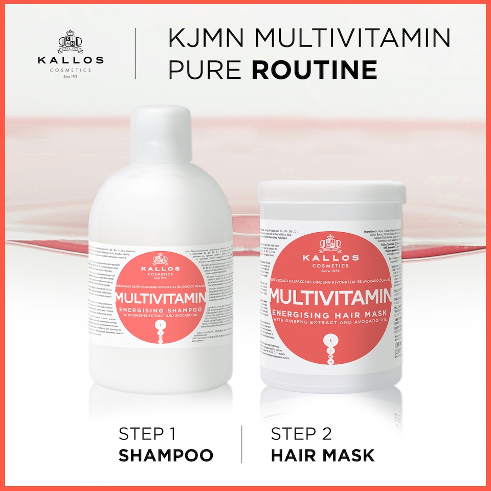 image 1 of Kallos KJMN Multivitamin Hair Mask 1LNourishing care for fragile dull hair Enriched with ginseng and avocado oil to hydrate and protect from heat damage