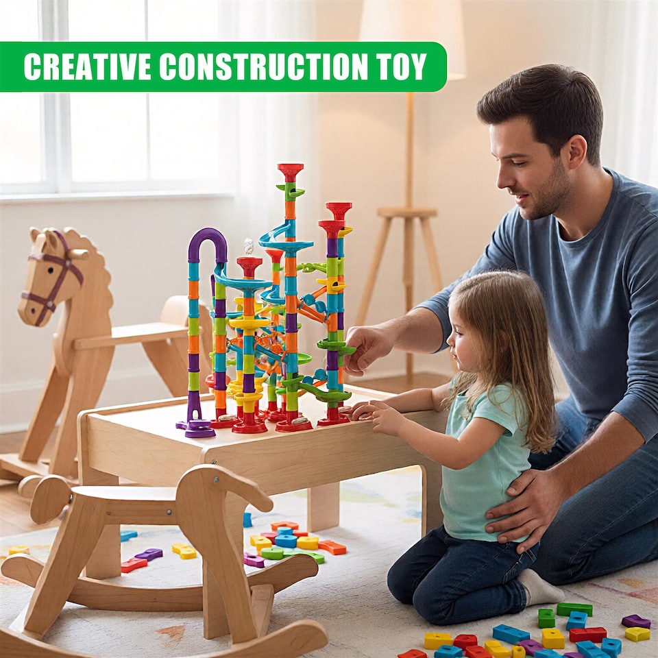 image 1 of The Magic Toy Shop Marble Run Game Toy Set 113 Piece 3D Educational STEM Building Kit