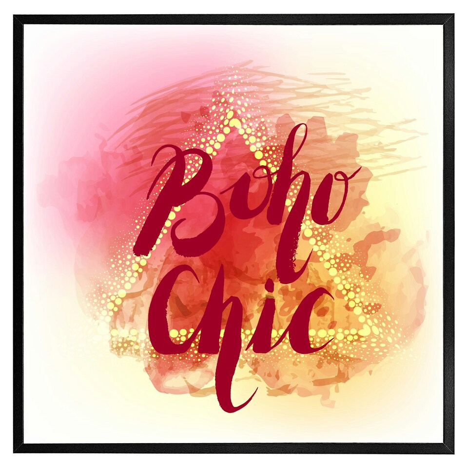 image 1 of Boho chic lettering on beautiful watercolour (Picture Frame) White | S
