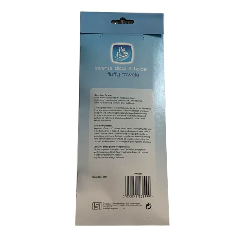 image 1 of Pack of 40 Pan Aroma Fluffy Towels Incense Sticks & Holder