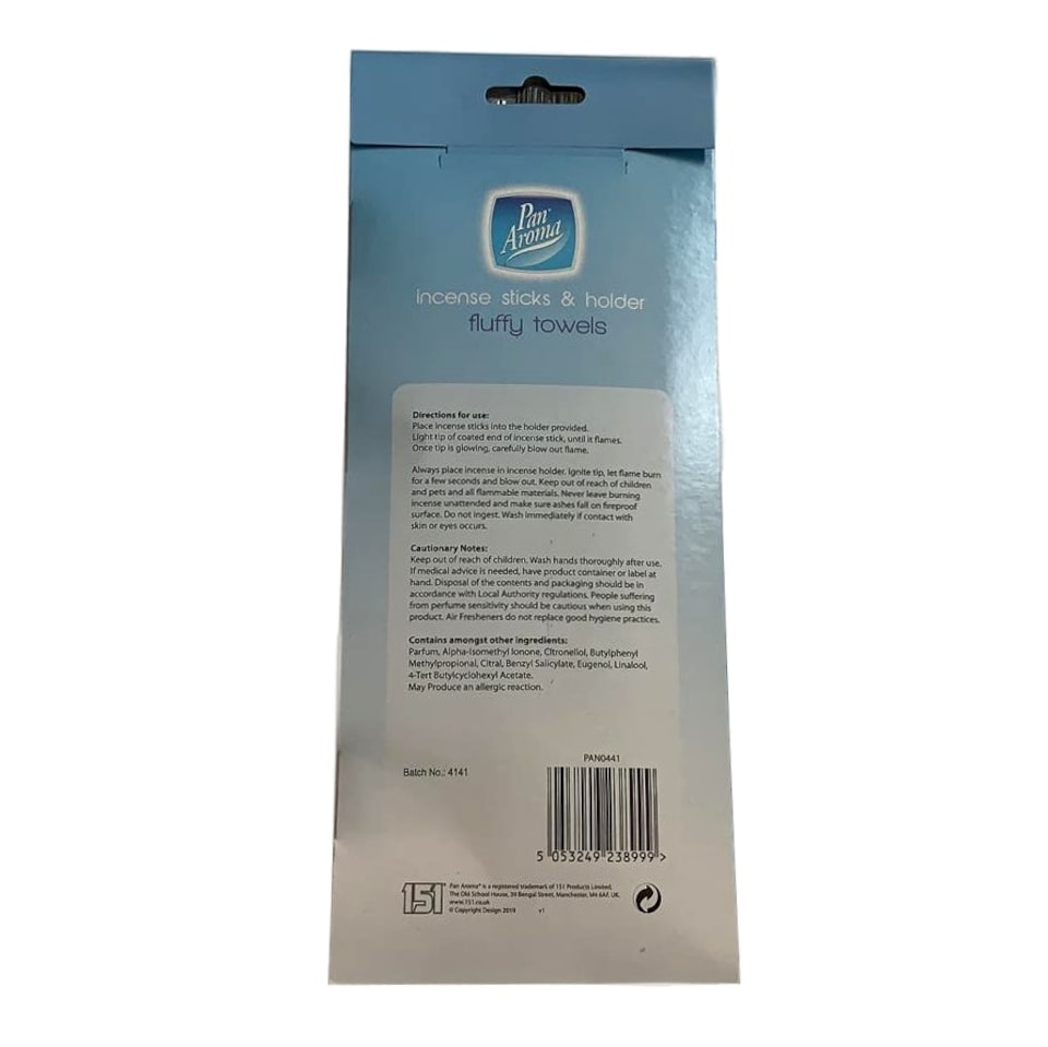 image 1 of Pack of 40 Pan Aroma Fluffy Towels Incense Sticks & Holder