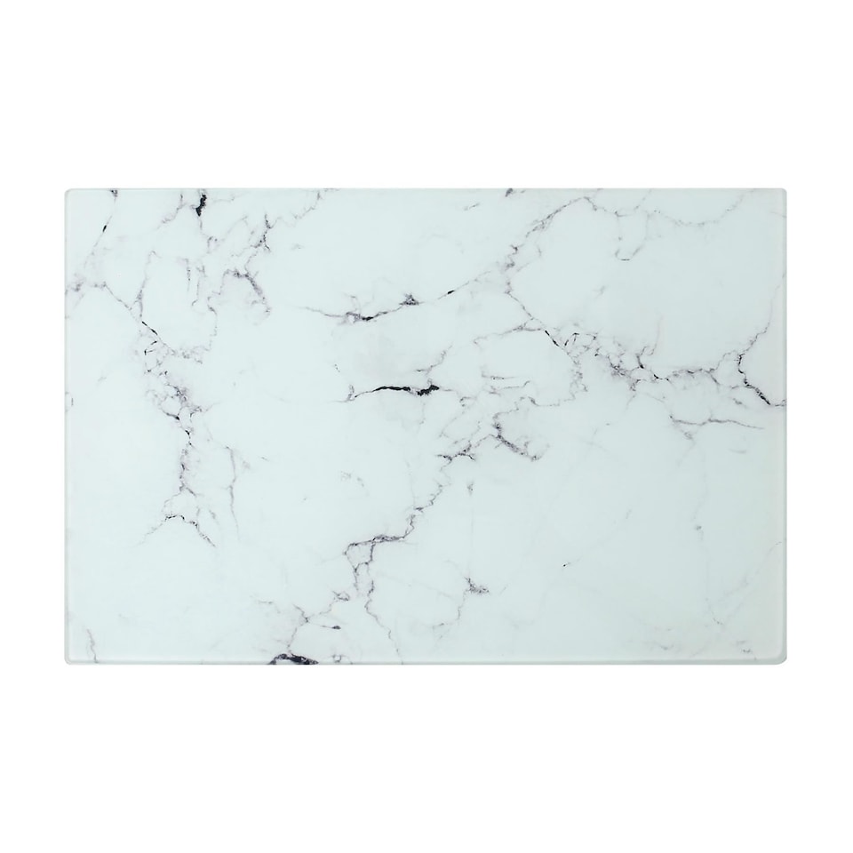 image 1 of Harbour Housewares Rectangle Glass Chopping Board - 30 x 20cm - Marble | White | Marble