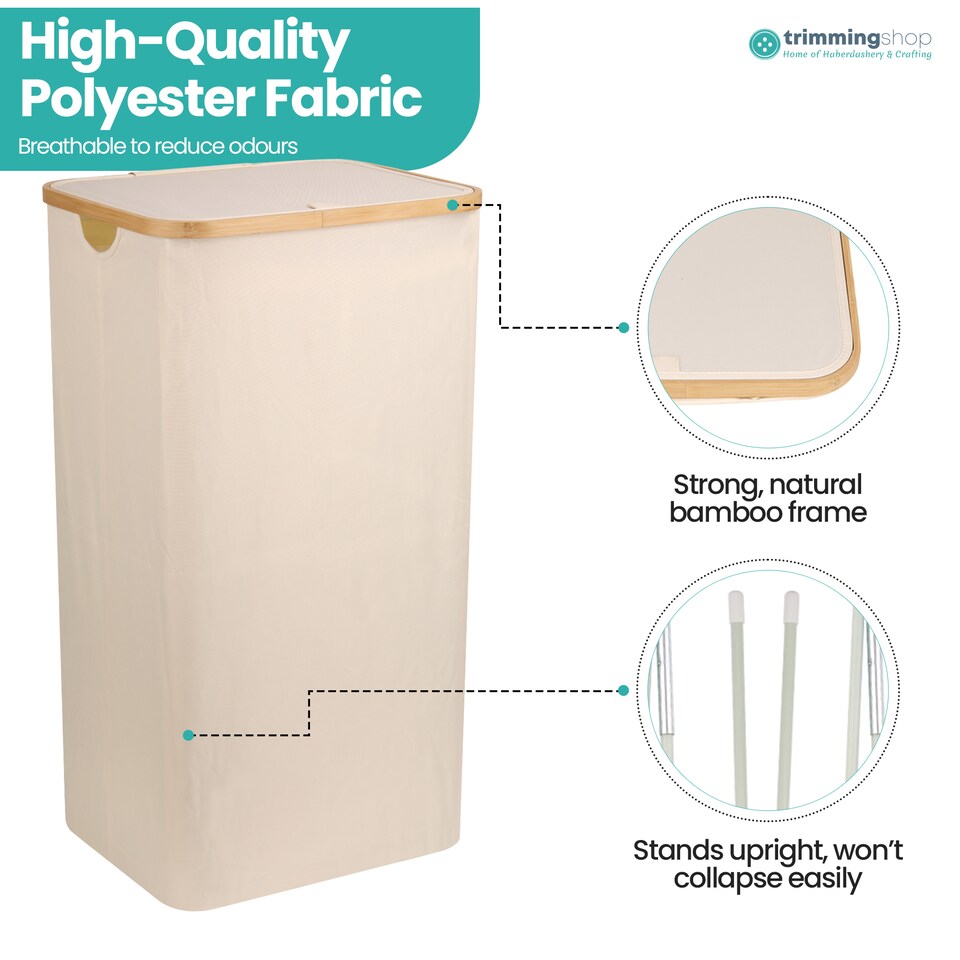 image 1 of 100L Foldable Laundry Hamper with Lid, Collapsible Clothes Basket