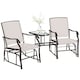 image 1 of Outsunny Double Glider Companion Rocking Chairs Loveseat Garden Table Beige