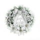image 1 of Living and Home Christmas Wreath with Mixed Silver Decorations - 30cm