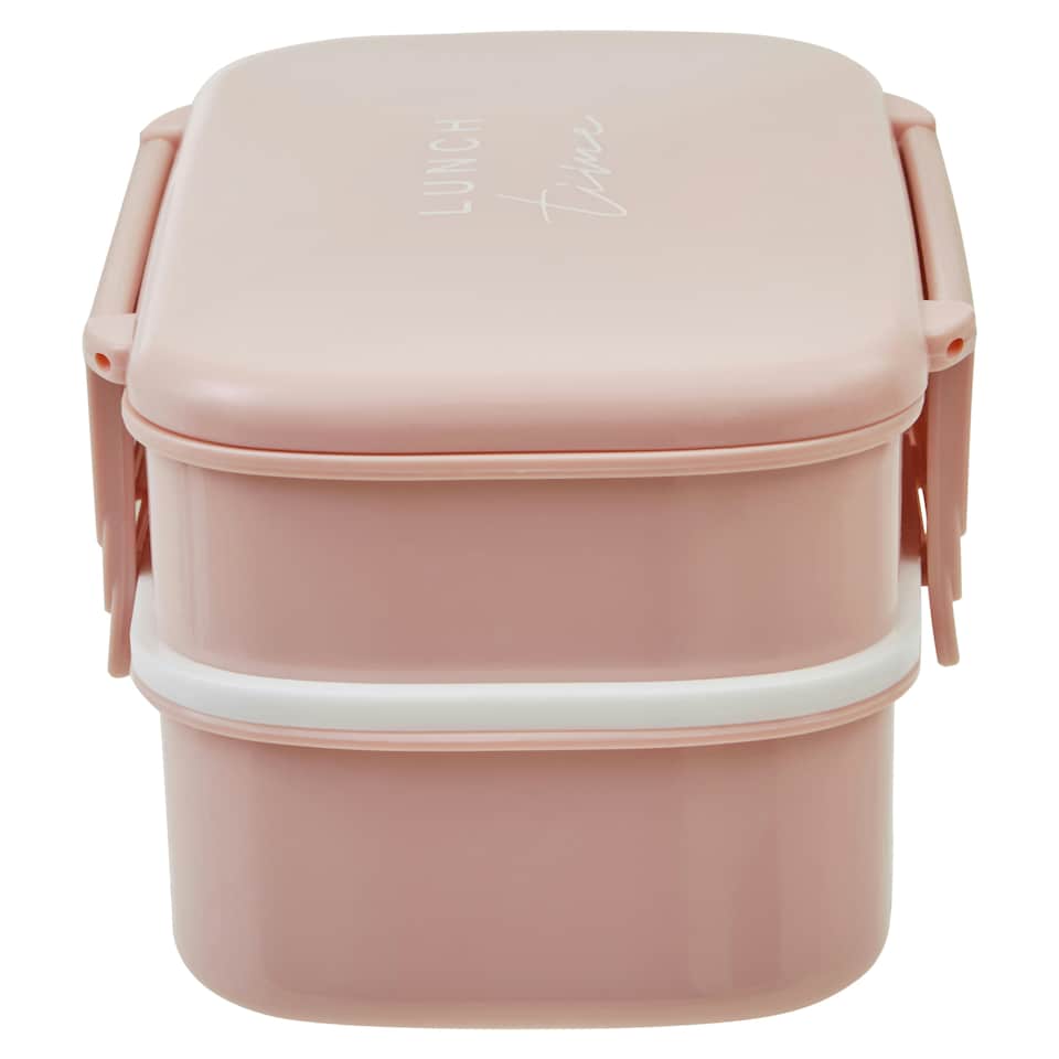 image 1 of Interiors by Premier Minimalist Light Pink Lunch Box With Cutlery, Organized Lunch Box, Versatile Box With Reusable Spoon & Fork