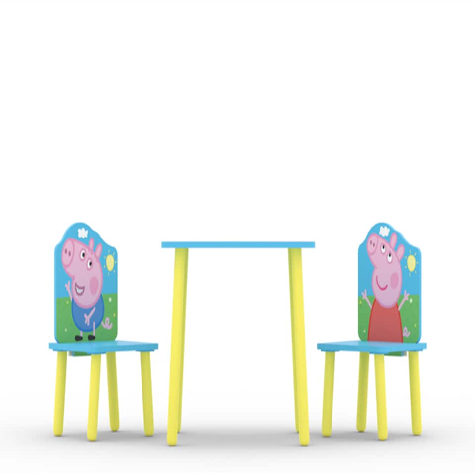 image 1 of Peppa Pig Table & 2 Chairs - MDF - Wood - L50 x W50 x H48.5 cm