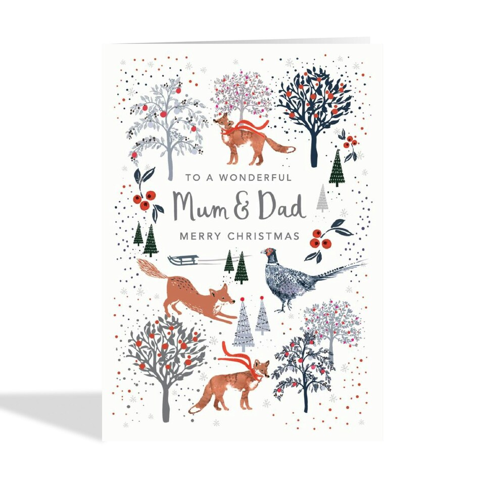 image 1 of Traditional  Foxes Christmas Card For Mum & Dad